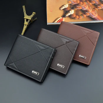 

Men Short Bifold Faux Leather Masculina Billetera Credit ID Card Holder Wallet Billfold Purse Clutch Solid Hombre Business Slim