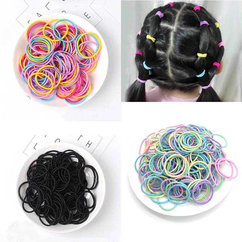 Headband 100 Pieces Elastic Hair Ties Mini Hair Bands Tiny Rubber