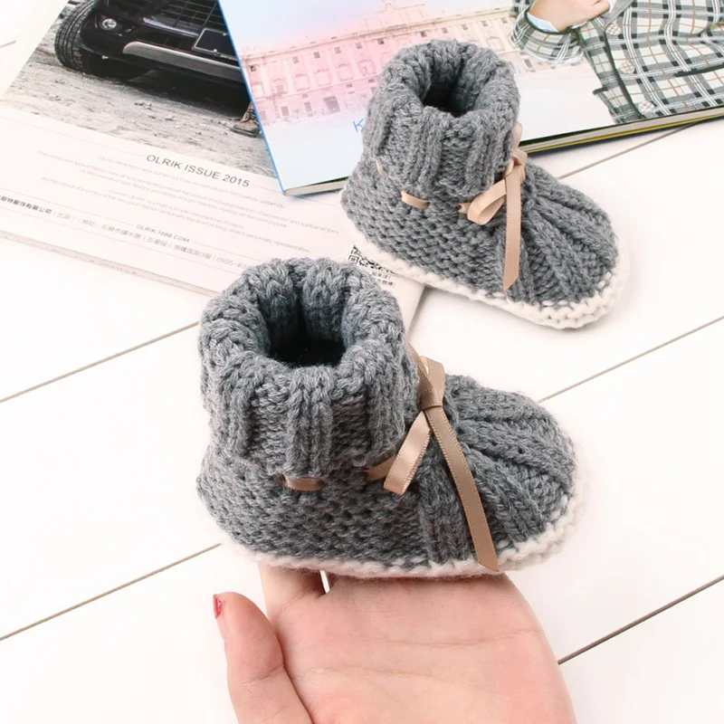 Baby Winter Booties Woolen Soft First Walker Knitted Fleece Warm Infants Boots Snow Crib Shoes
