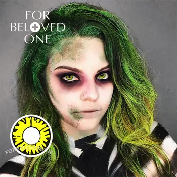 

New Moon Color Halloween Contact Lenses Fluorescent Green Colored Lens for Eye 2pcs/pair