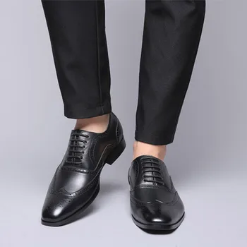 

Nice Popest Men Dress Shoes Designer Business Office Lace-Up Loafers Casual Driving Shoes Men Flat Party Leather Shoes 7.11