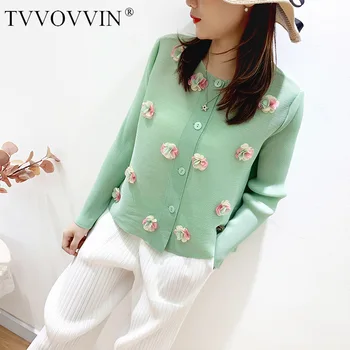 

TVVOVVIN 2020 NEW Single-breasted O-neck Patchwork Appliques Pleated Vintage Long-sleeve Loose Casual Girl Female A850