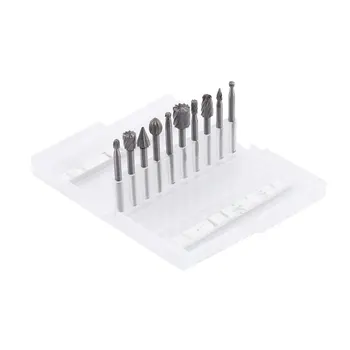 

10 Pcs/Set Portable Useful High Speed Steel Burr Grinding Bit Wood Carving Rasps Dremel Drill Bit Tools For 1/8' Shank Tool