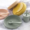 100%Food Safe Approve Silicone Children's Tableware Fashionable Round Food Plates Waterproof Training Bowl Baby Accessories 1
