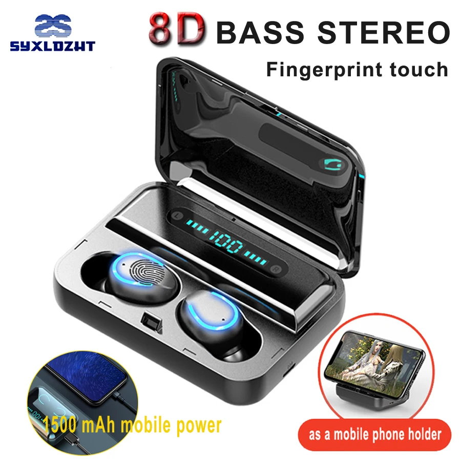 

True Wireless Bluetooth Earphone Touch Headphones sports Stereo Bluetooth 5.0 Earbuds Handsfree with Mic Charging Case Headset