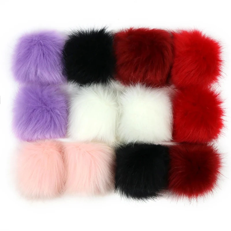 12Pcs Artificial fur ball imitated fox fur Ball DIY 8CM Faux Fur Fluffy Pompom Ball Natural Fur Pompon For Hats Bags Clothing 