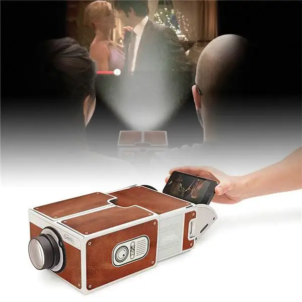 3D Projector Cardboard Mini Smartphone Projector Light Novelty Adjustable Portable Cinema Home Theater Pico