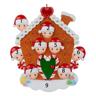 Смолы Maxora Пряничный дом семья из 2 Персонализированные орнамент на Рождество, год украшения, подарок, сувениры - Цвет: family of 8