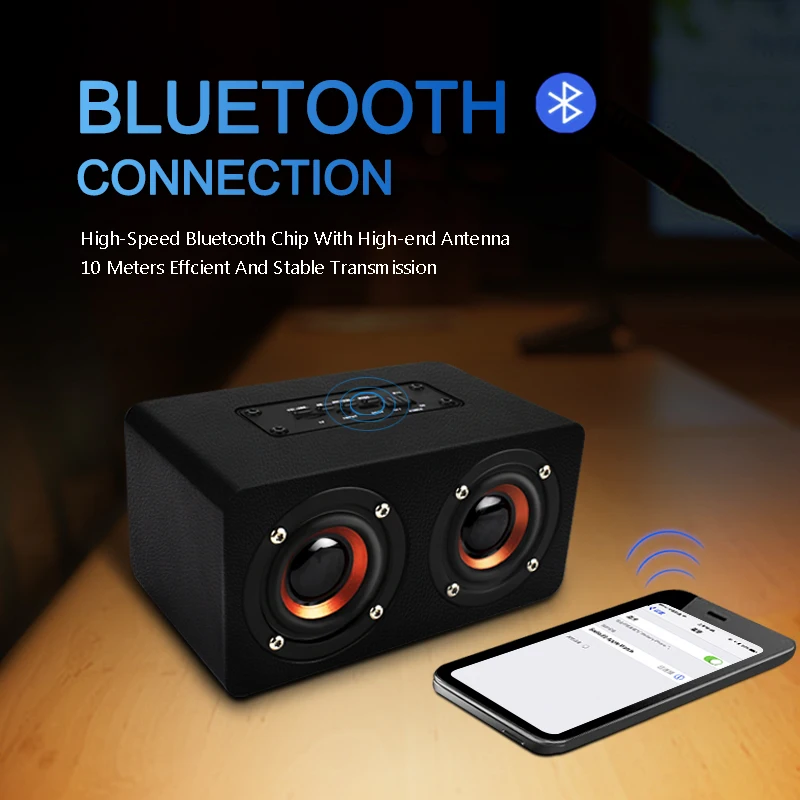 Портативный деревянный Bluetooth беспроводной динамик Громкоговоритель звук системы 10 Вт стерео музыка объемная влагостойкая уличная колонка