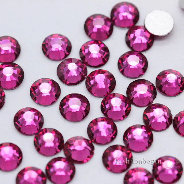 fuchsia Одежда высшего качества ss8 43-Цвета серебро Flatback Стразы с прямой основой, с украшением в виде кристаллов Стразы 3D нейл-арта украшения супер блестящий стеклянные стразы камень - Цвет: fuchsia