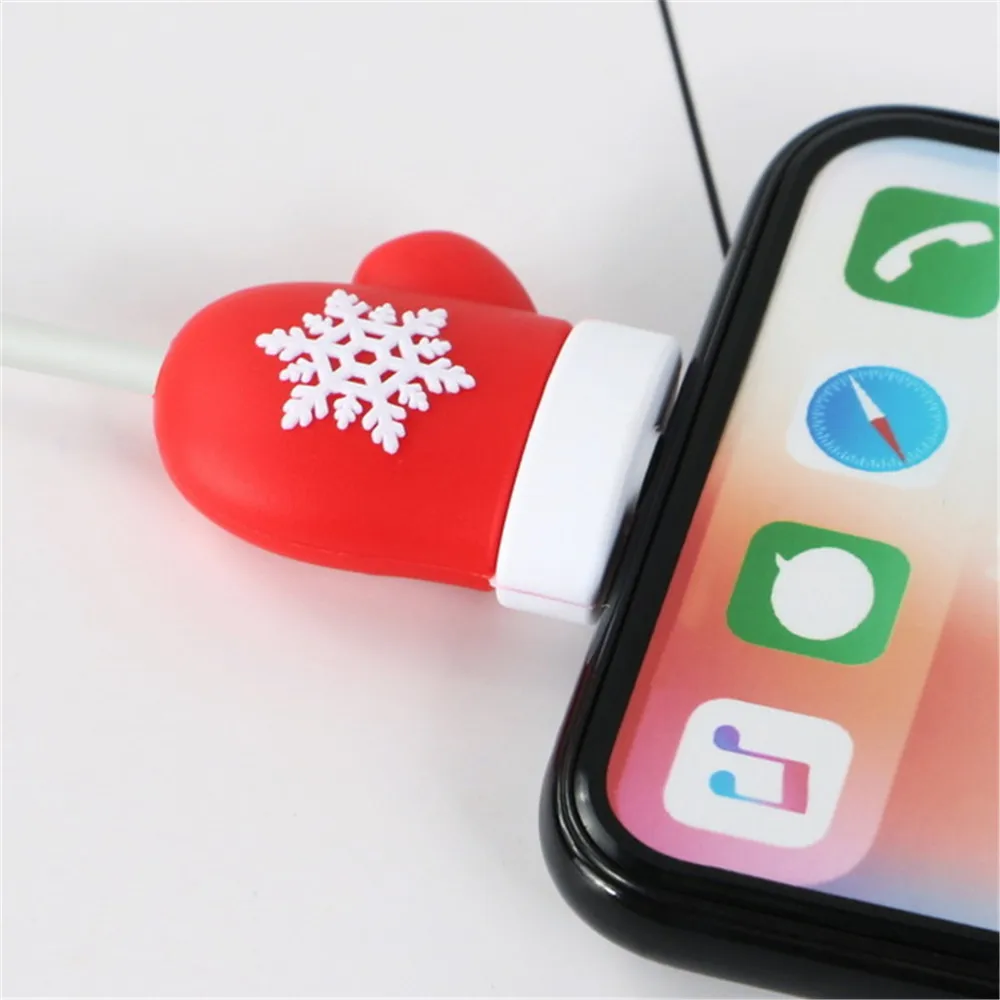 USB протектор для кабеля передачи данных зарядная линия Winder универсальное защитное зарядное устройство рукав мягкий чехол Счастливого Рождества Мини мультфильм - Цвет: E