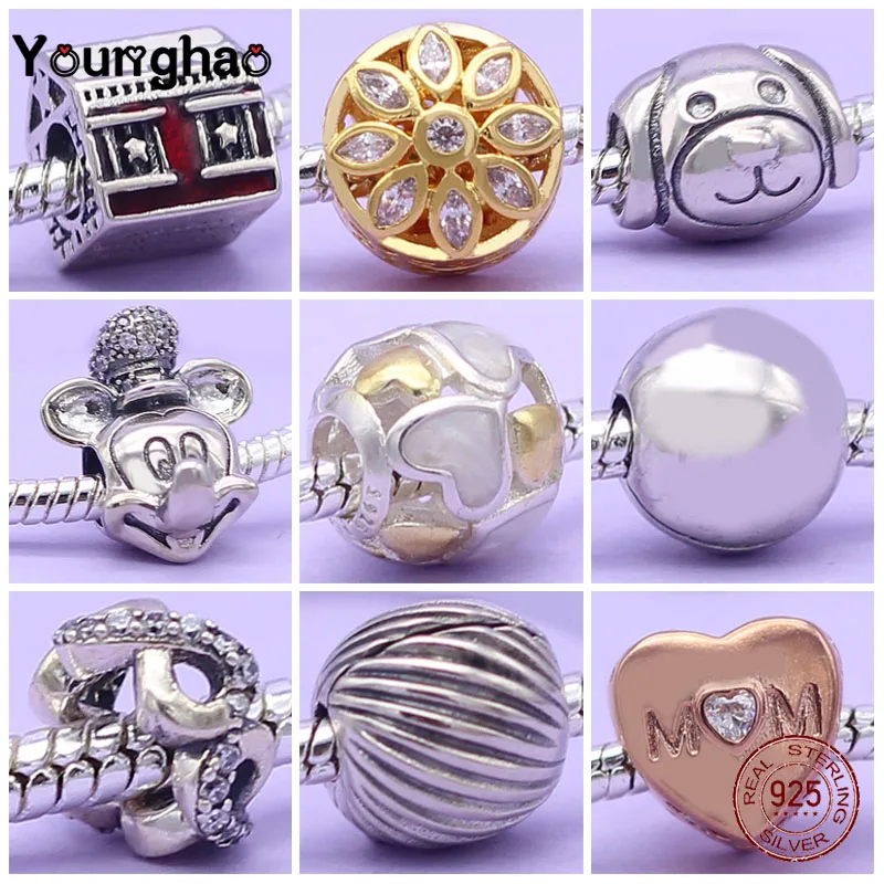 

Younghao 925 Sterling Silver Christmas Beads For Jewelry Making Fit Original Pandora Bracelet Round Beads For Jewelry DIY
