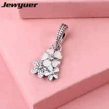 Весенняя коллекция, поэтический, цветущий Шарм с эмалью, подвеска из стерлингового серебра 925 пробы, подходит для бусин, браслета, ожерелья, кулона, сделай сам DA165