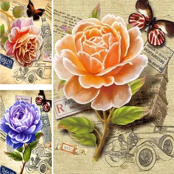 

Old Background Flower Painting Distinctive Painting Full Drill Square/Round 5D Diamond Painting Mosaic Needlework Paintings
