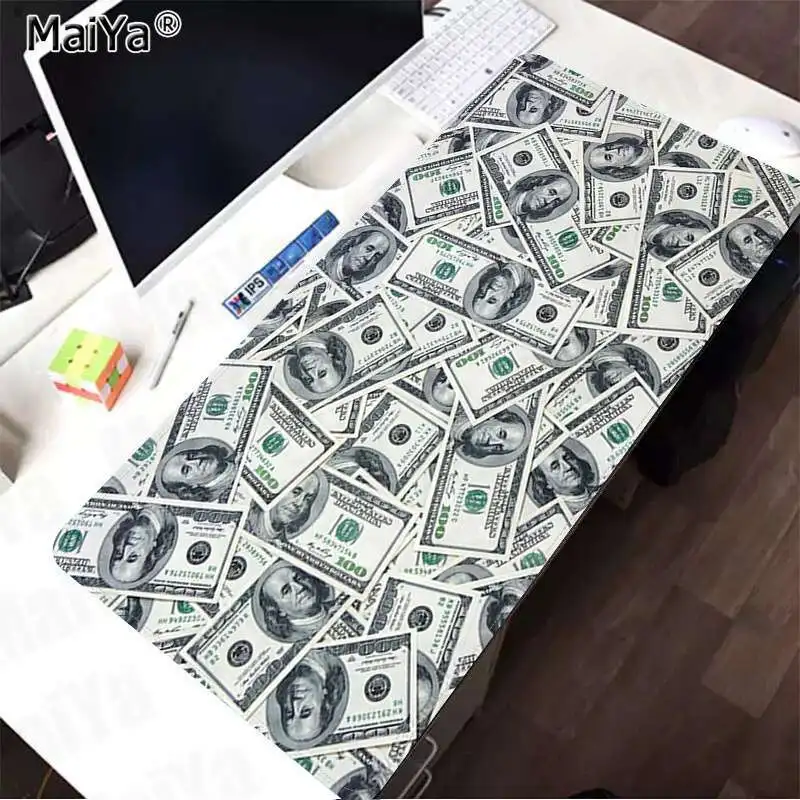Lock Edge 40X90cm Maiya New Design Funny Gold and money Office Mice Gamer Soft Mouse Pad Free Shipping Large Mouse Pad Keyboards Mat - Color: Lock Edge 40X90cm