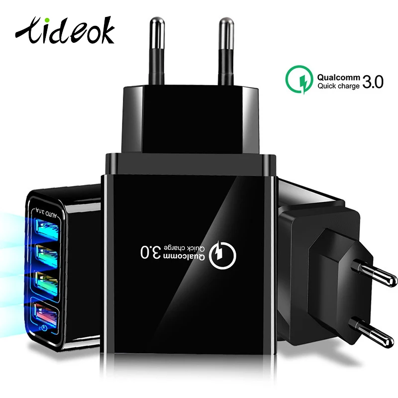 

48W Quick Charge 4.0 3.0 4 Port USB Charger USB Fast Charger QC4.0 QC3.0 For Samsung Xiaomi iPhone Wall Adapter EU US UK Plug