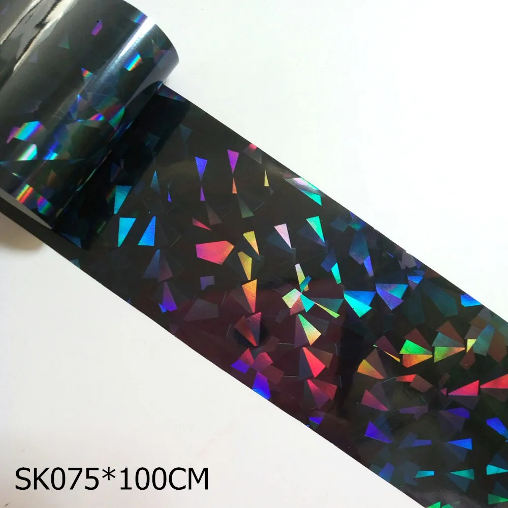 SK075 100*4 см голографическая синяя Фольга для ногтей Наклейка разбитое стекло переводная наклейка s голографическая Сделай Сам наклейки для нейл-арта - Цвет: SK075