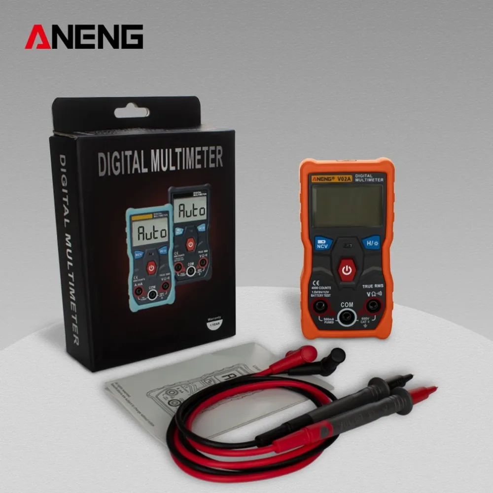 Aneng V02A мультиметр для передачи данных Ncv цифровой ЖК-дисплей Вольтметр переменного/постоянного тока Автоматический диапазон диодное Сопротивление Частота Емкость Тестер
