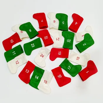

2019 Christmas Section Decoration with Numbers Socks 24 Socks Countdown Christmas Socks Christmas Gift Pendant