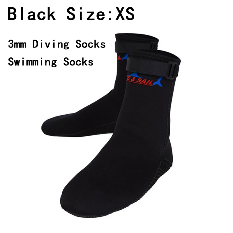 Black XS Погружные нескользящие носки для дайвинга, плавательные носки для сноркелинга, пояс, 3 мм, уплотненный Тип - Цвет: Black XS