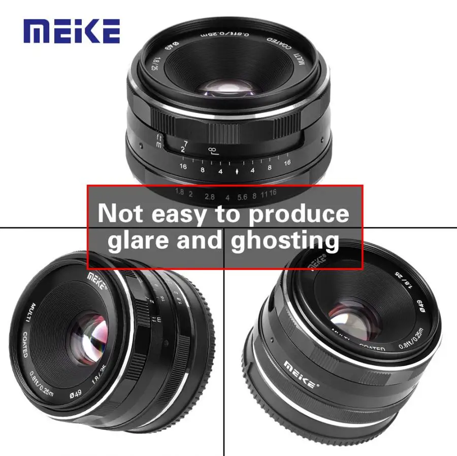 Meike 25 мм f1.8 широкоугольная ручная фокусировка Prime фиксированная рамка объектива линзы для sony E mount беззеркальных камер