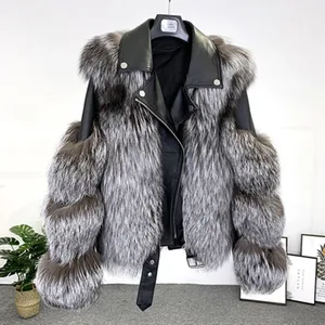 Abrigo de piel de zorro auténtica para mujer, chaqueta Natural de piel de oveja auténtica, prendas de vestir de lujo, novedad, Invierno