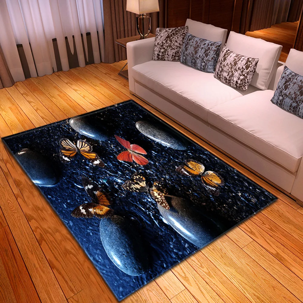 Креативные 3D ковры с принтом бабочки для гостиной, спальни, коврики, мягкие фланелевые домашние коврики большого размера, коврик для декора прихожей