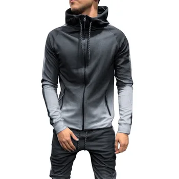 

2020 Spring Men Fashion Hoodies 3D Gradient Zipper Cardigan Hip Hops Casual Hooded Sweatshirts Drawstring Full-zip Streetwears