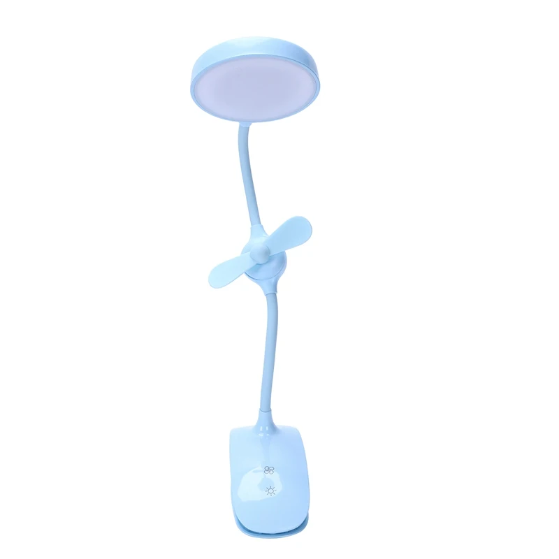 

Promotion! Creative Usb Charging Eye-Protection Lamp/Clip + Fan + Makeup Mirror Led Lamp(Blue)