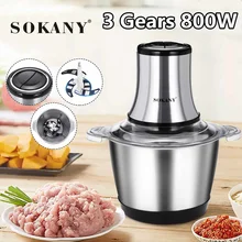 Hachoir à viande électrique en acier inoxydable, 800W, 3l, broyeur à 3 vitesses, hachoir automatique, robot ménager