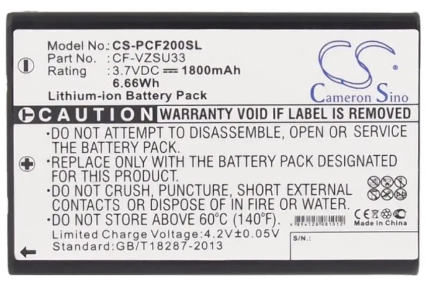 Cameron Sino 1800Mah Batteria Per Panasonic Toughbook Cf-Cf-P2 Cf-Vzsu33 Mobile, Smartphone Batteria