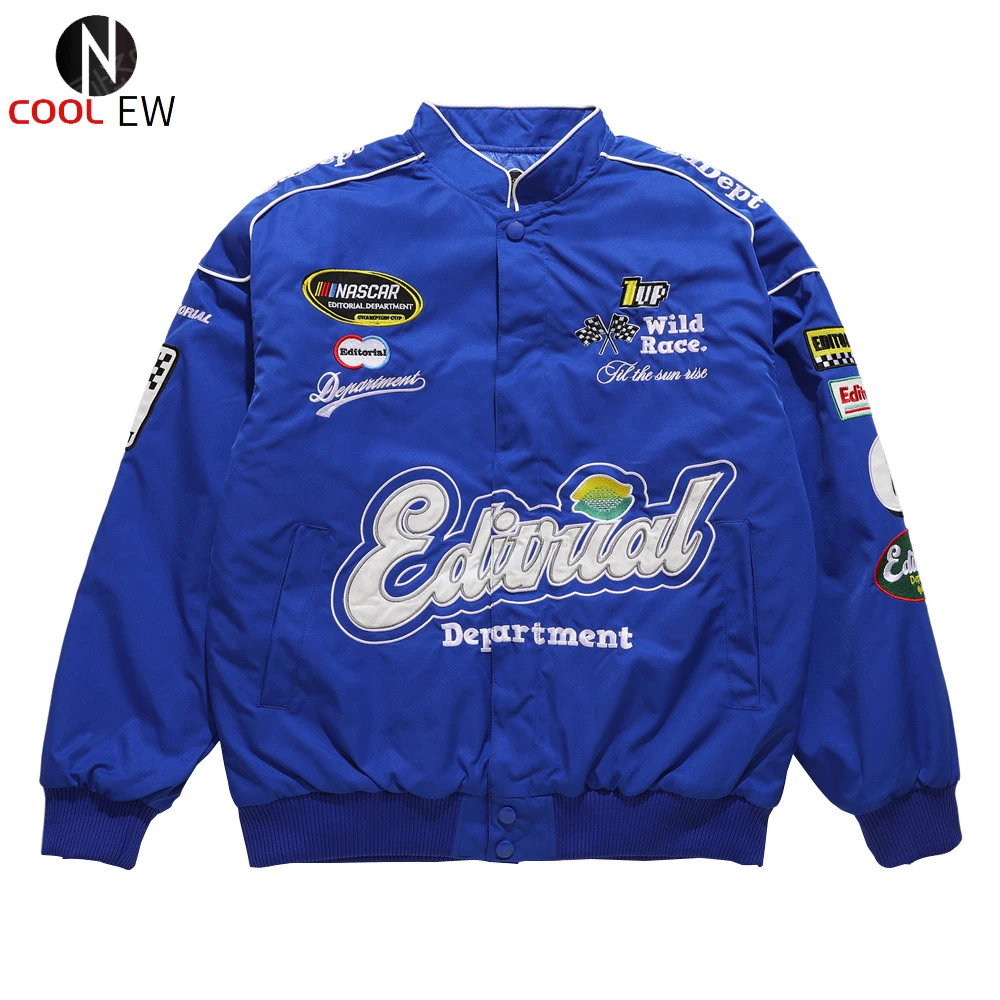 Letter Embroidery Quilted Jacket Mens 