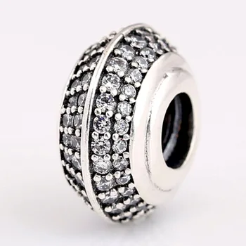 

Original Sparkling Pave Wheel With Full Crystal Spacer Beads Fit 925 Sterling Silver Charm Bracelet Bangle Diy Jewelry