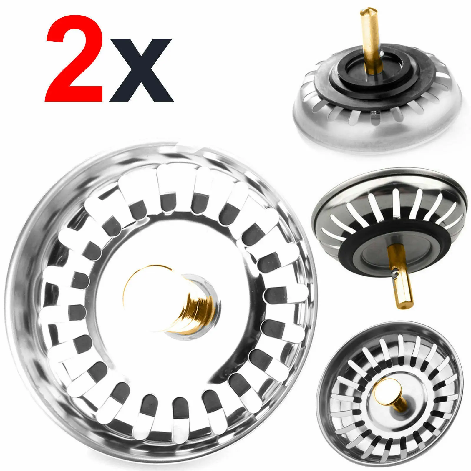 Premium Kitchen Sink Replacement Drain Waste Plug Basin Strainer Drainer 78mm UK