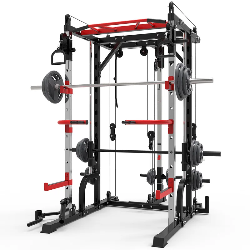 Fitness Power Rack Squat Rack Bench Press Portal Frame Barbell Rack Smith Comprehensive Training Fitness Equipment Squat Cage Home Gym 