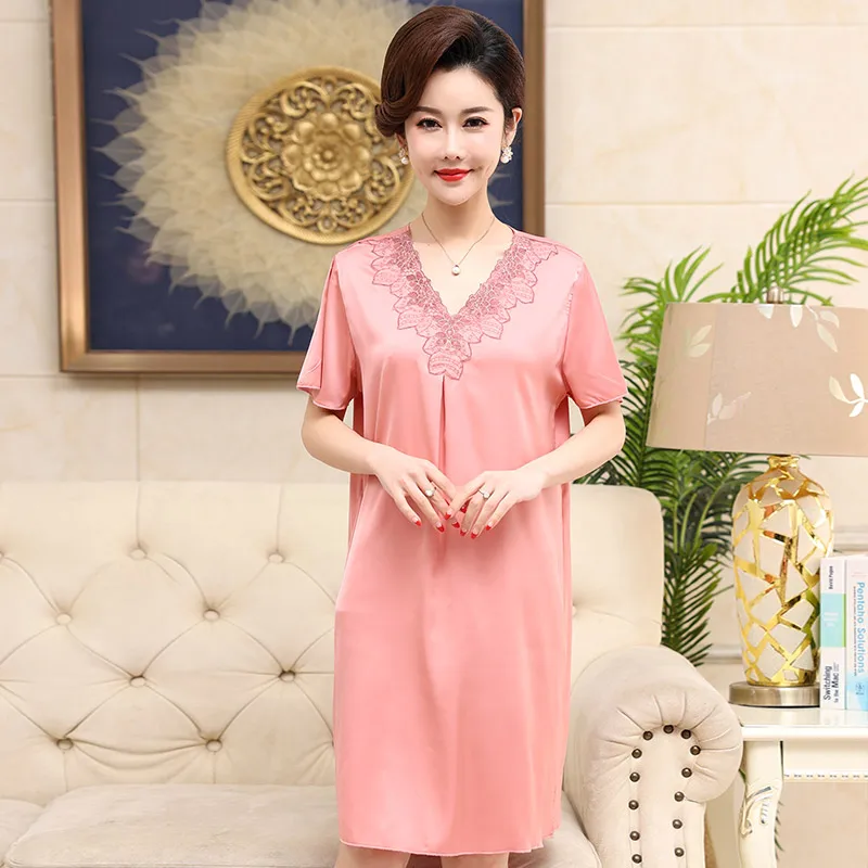 

Women Lace Silk Nightgowns Big Size 3XL Sleepwear Nightwear Pyjama Women Home Clothing Female Nightdress Sexy Lingerie Gown Robe