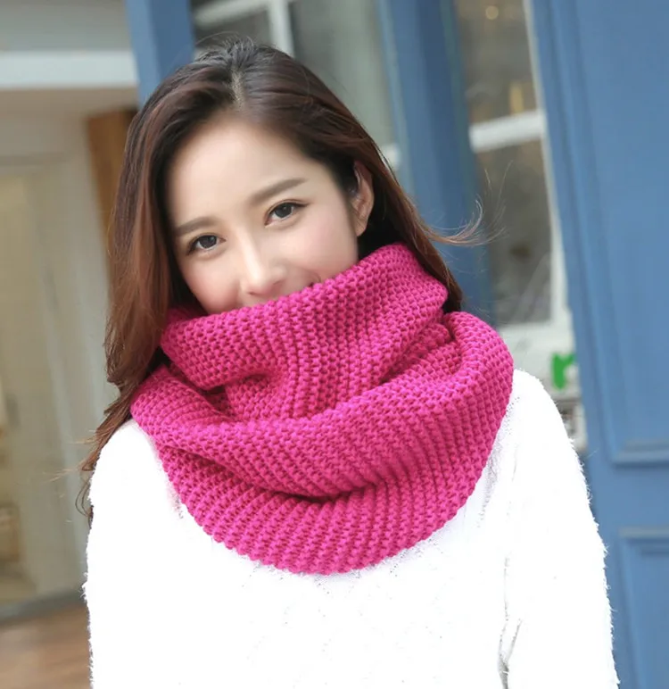 Winter Scarf Women Infinity Knitted Scarf Circle Neck Scarf women Super Chunky Loop Snood Unsex Solid Crochet 6