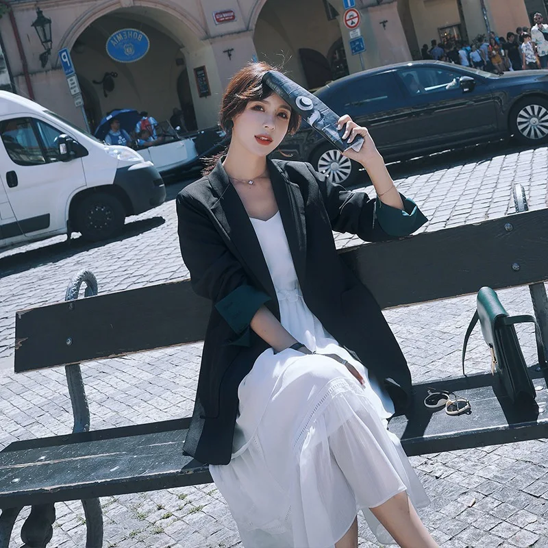 

Suit Jacket Women's 2019 Spring And Autumn Popular New Style Students Korean-style Loose-Fit BF Retro Suit Casual Tops