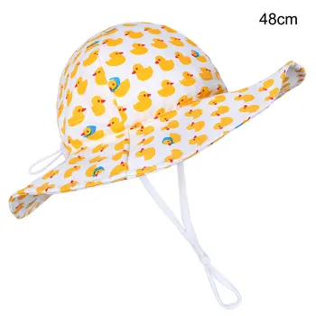 

UV Protection Summer Baby Sun Hat Girl Boy cute Beach Yellow Duck Hats with UPF 50+ Toddler Wide Brim Strap Outdoor Bucket Hat A