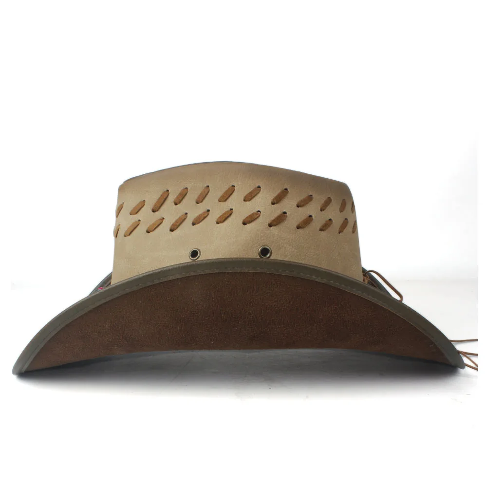 Кожаная женская западная ковбойская шляпа Женская широкая шляпа уличная Чародейка Sombrero Hombre Женская ковбойская шляпа
