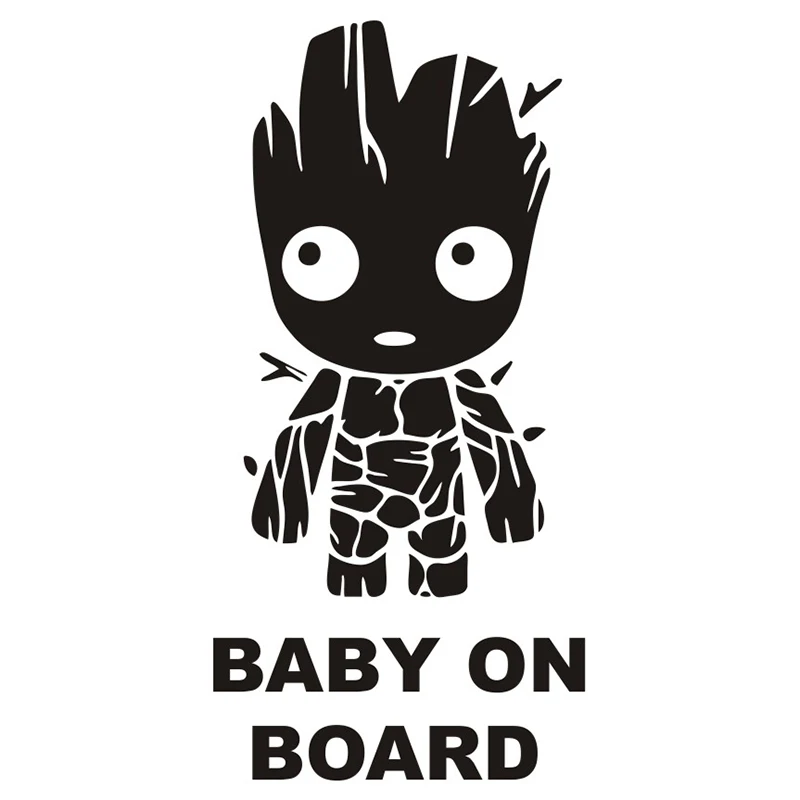

Funny Baby Groot Board Die Cut Creative Decor Car Sticker Auto Motorcycles Exterior Accessories Vinyl Decals