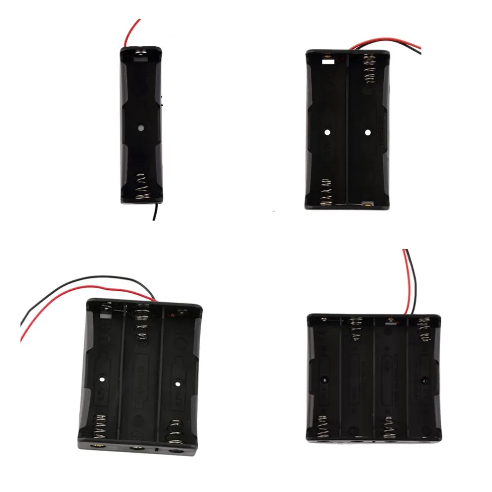 

Black Plastic 1x 2x 3x 4x 18650 Battery Storage Box Case 1 2 3 4 Slot Way DIY Batteries Clip Holder Container With Wire Lead Pin