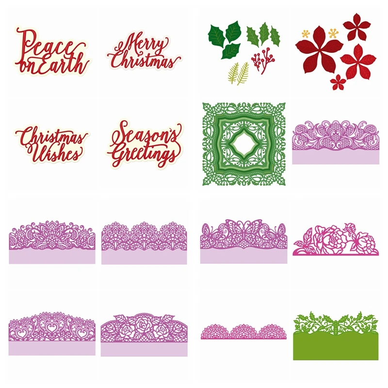 

Mixed Flower Heart Butterfly Lace Seasons Greetings Peace On Earth Cutting Dies DIY Card Make Scrapbook Crafts Stencil New 2020