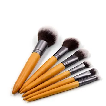 

6 Pcs/set Silver Tube Wood Handle Beauty Makeup Brushes Set Professional Eyeshadow Blusher Brush Tools maquiagem