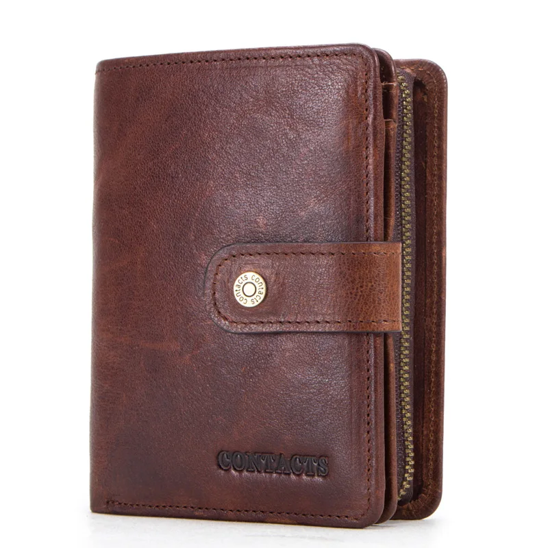 

Men's Multifunctional Short Wallet Genuine Leather Buckle Clutch Card Holder