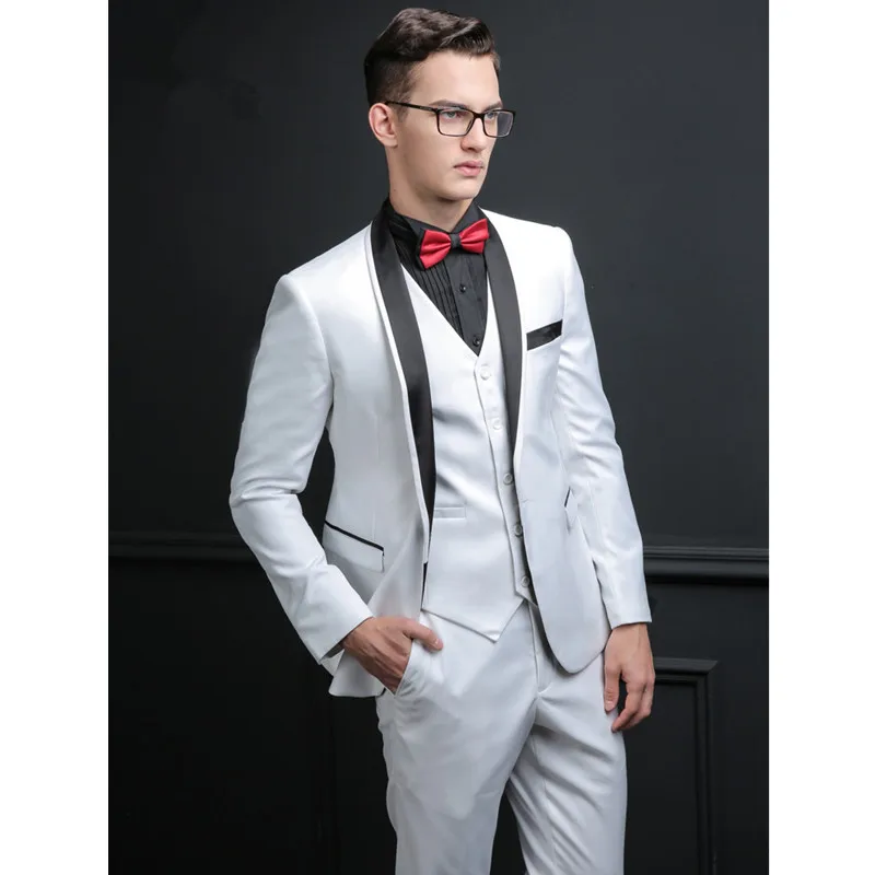 

Wedding groom groomsmen dress men handsome gentleman tuxedo men's suits 3 PCS blazer+trousers+vest men's pants suits custom made
