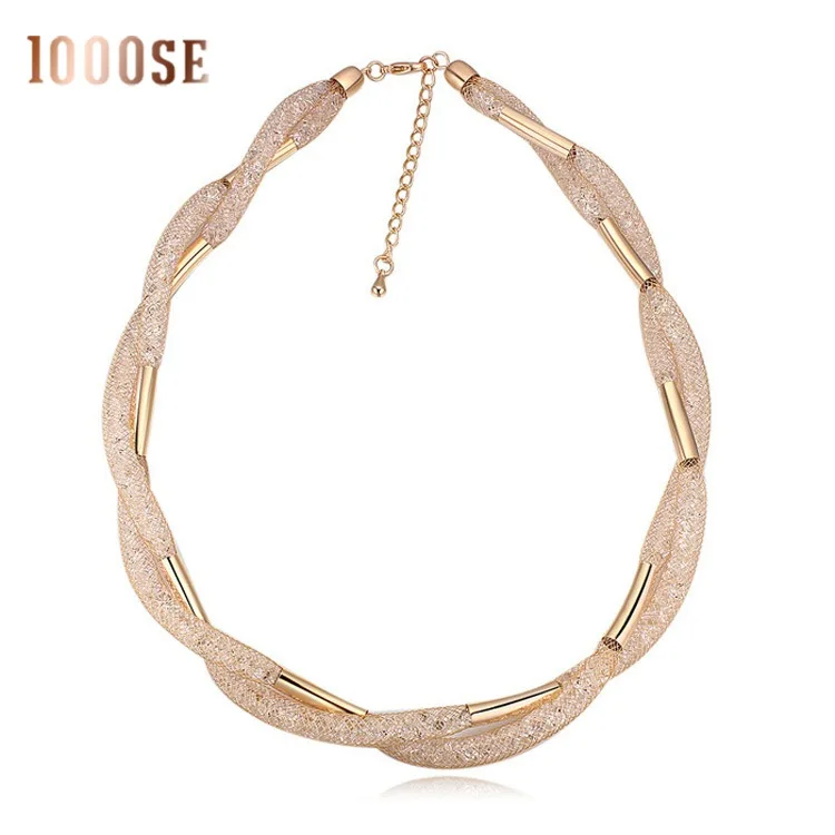 

Thousands of Colors High-End Accessories Import Crystal Clavicle Necklace Rain Gauze Weaving Short Necklace Handmade