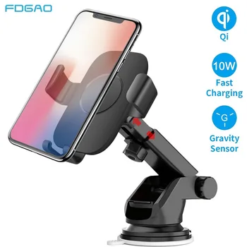 

FDGAO Car Mount Qi Wireless Charger For iPhone 11 X XR XS MAX 8 10W Fast Charging For Samsung S9 S10 Note 9 in Car Phone Holder