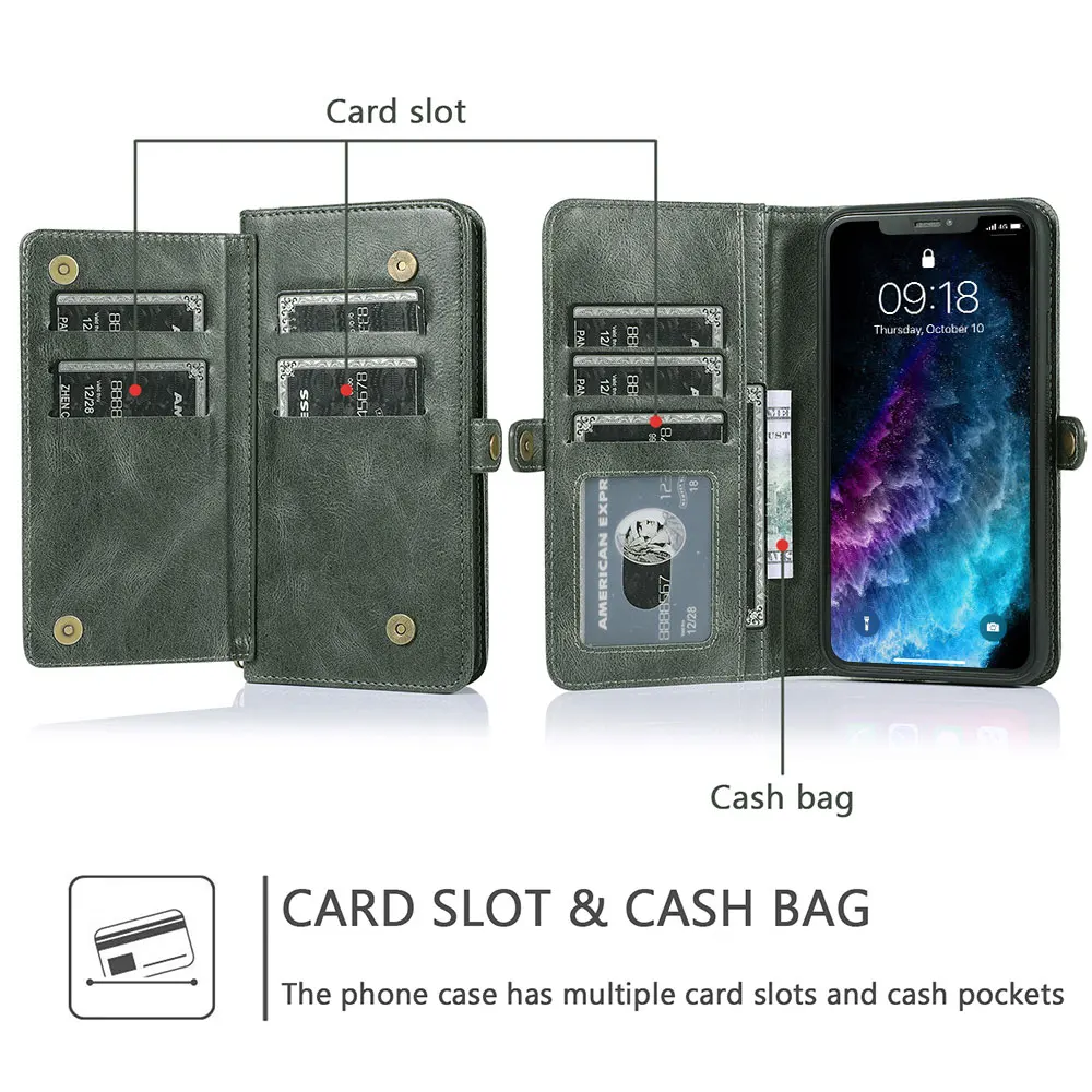 Кожаный чехол для samsung Galaxy A50 A40 A70 S8 S9 S10 Plus Note 10 Plus Чехол-бумажник для iPhone 11 Pro XS MAX XR X 7 8 6 6S Plus