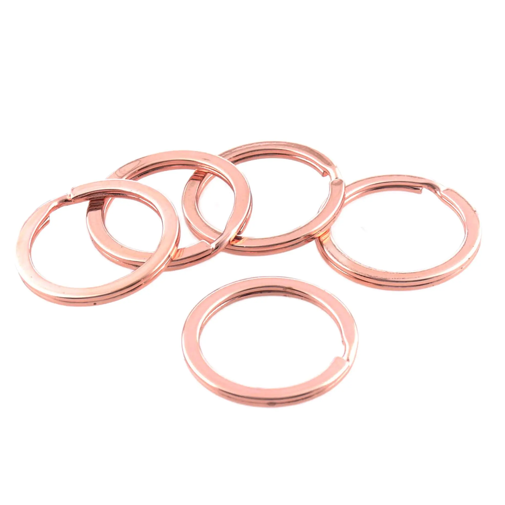 

25-30mm Rose Gold Split Ring Flat Key Ring metal Key chain Diy hardware Leather Craft Webbing matching ring For Jewelry Making